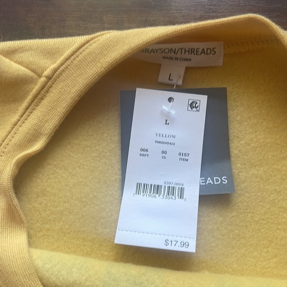 Grayson/Threads Yellow Good Vibes Crewneck - Picture 2 of 3